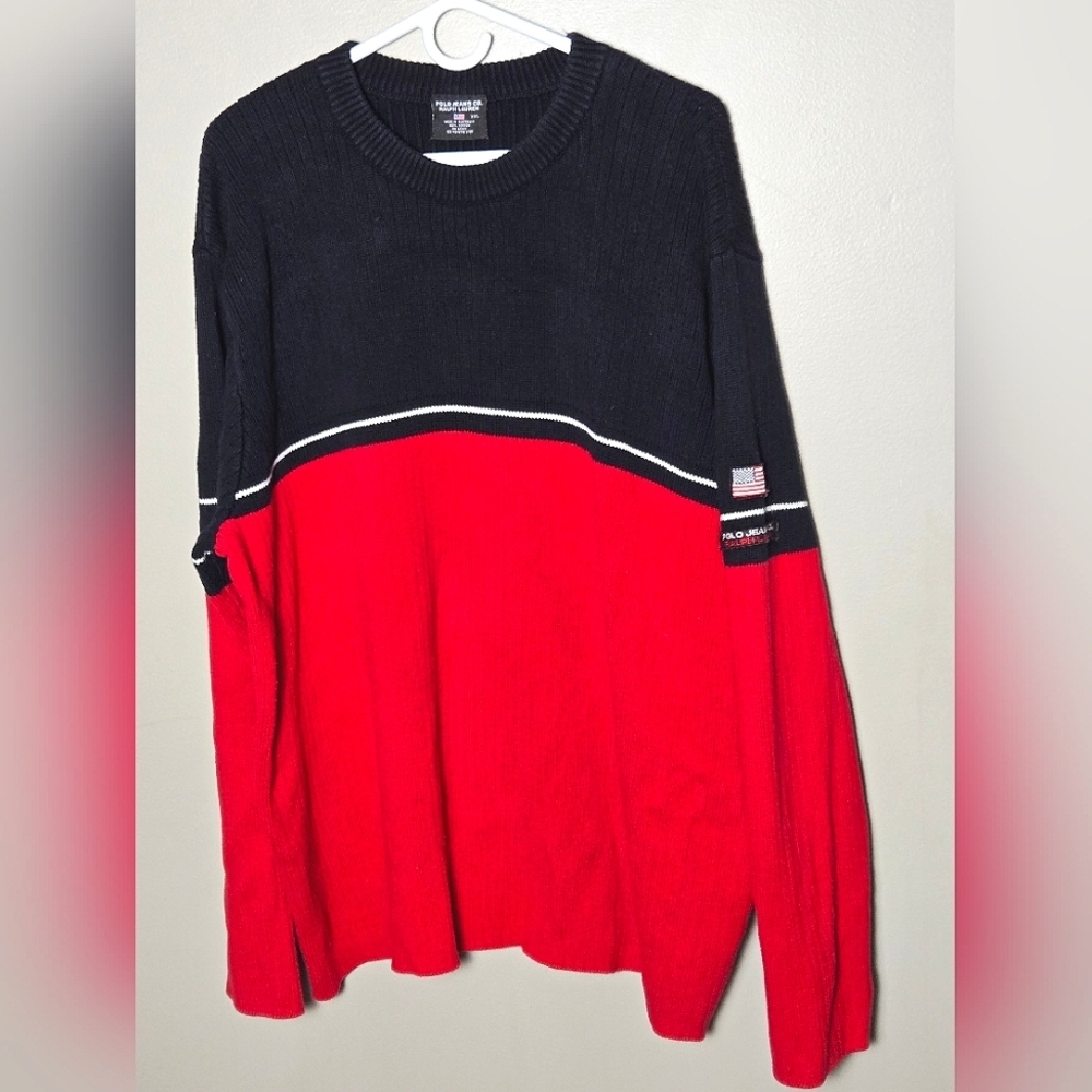 Men's Vintage Y2K Ralph Lauren Cable‎ Knit Preppy Heritage Sweater, Size XXL